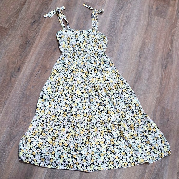 Social Standard By Sanctuary Dresses & Skirts - Social Standard by Sanctuary Floral Midi Dress Yellow Daisy Tie Strap Large
